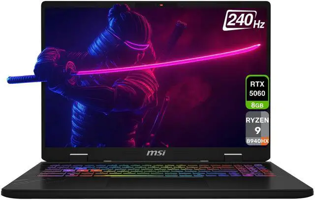 Main image of MSI Crosshair A16 Gaming Laptop, AMD Ryzen 9-8940HX, 96 GB DDR5 RAM, 2 TB PCIe SSD, 16'' QHD+ (2560x1600) 240Hz Display, Nvidia G-Force RTX 5060, 24-Zone RGB Backlit Keyboard, W11 Home, Cosmos Gray