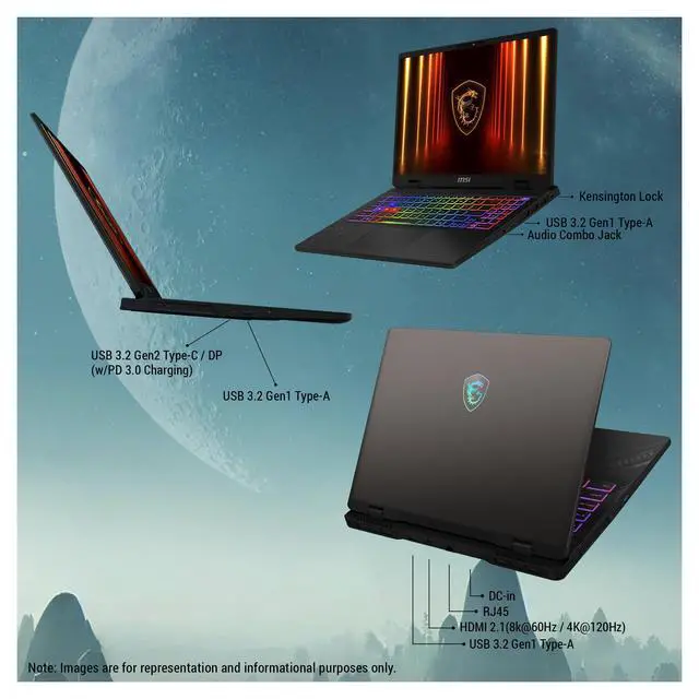 Alt view image 3 of 7 - MSI Crosshair A16 Gaming Laptop, AMD Ryzen 9-8940HX, 96 GB DDR5 RAM, 2 TB PCIe SSD, 16'' QHD+ (2560x1600) 240Hz Display, Nvidia G-Force RTX 5060, 24-Zone RGB Backlit Keyboard, W11 Home, Cosmos Gray