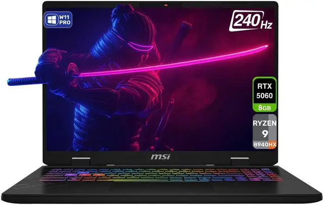 Main image of MSI Crosshair A16 Gaming Laptop, AMD Ryzen 9-8940HX, 32 GB DDR5 RAM, 2 TB PCIe SSD, 16'' QHD+ (2560x1600) 240Hz Display, Nvidia G-Force RTX 5060, 24-Zone RGB Backlit Keyboard, W11 Pro, Cosmos Gray