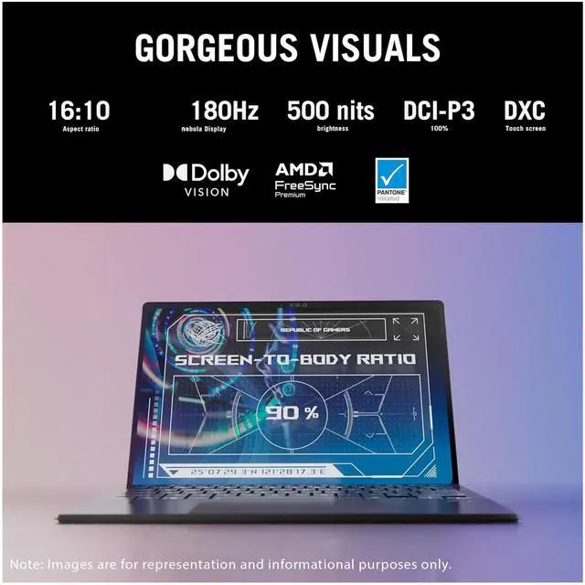 Alt view image 2 of 7 - Asus ROG Flow Z13 2-in-1 Gaming Laptop, AMD Ryzen AI MAX 390, 32 GB LPDDR5x RAM, 1 TB PCIe SSD, 13.4'' 2.5K (2560x1600) 180Hz Touchscreen, AMD Radeon Graphics, 1-Zone RGB Keyboard, W11 Pro, Off Black