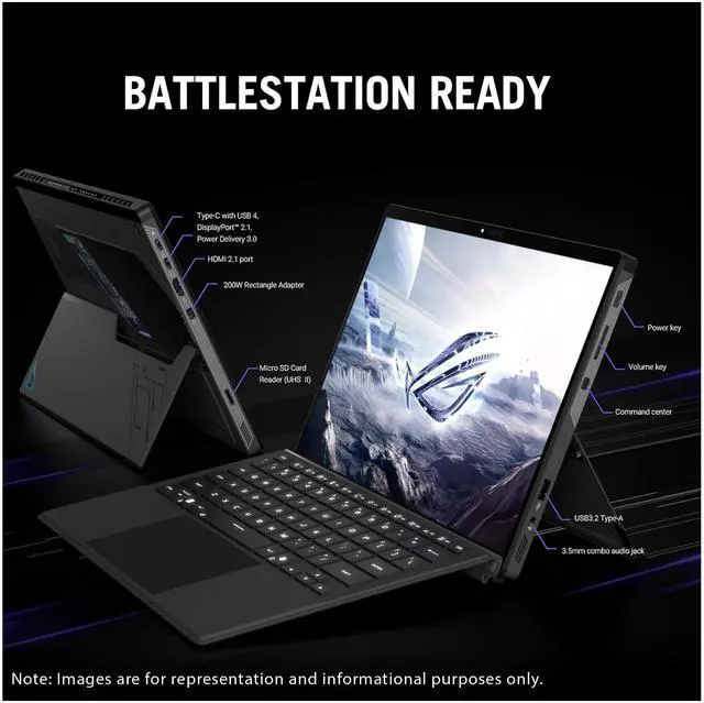 Alt view image 5 of 7 - Asus ROG Flow Z13 2-in-1 Gaming Laptop, AMD Ryzen AI MAX 390, 32 GB LPDDR5x RAM, 1 TB PCIe SSD, 13.4'' 2.5K (2560x1600) 180Hz Touchscreen, AMD Radeon Graphics, 1-Zone RGB Keyboard, W11 Pro, Off Black