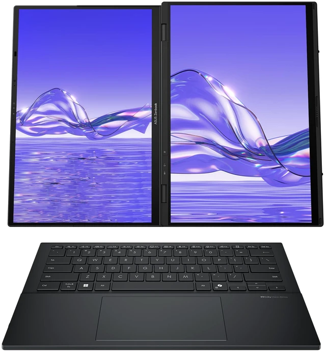 Alt view image 2 of 7 - Asus Zenbook Duo Dual Laptop, Intel Ultra 9-285H, 32 GB LPDDR5X RAM, 1 TB PCIe SSD, 14'' 3K (2880x1800) OLED Touchscreen, Intel Arc Graphics, Backlit Keyboard, W11 Pro, Inkwell Gray