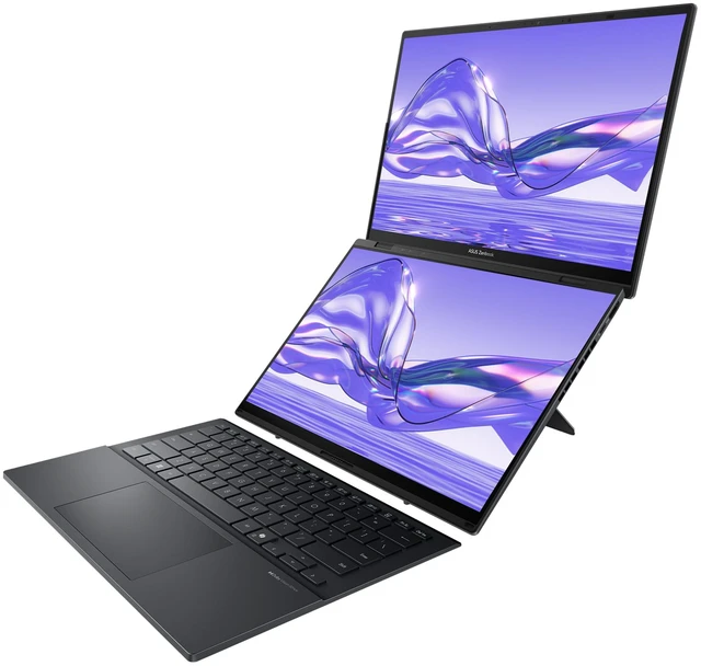 Alt view image 7 of 7 - Asus Zenbook Duo Dual Laptop, Intel Ultra 9-285H, 32 GB LPDDR5X RAM, 1 TB PCIe SSD, 14'' 3K (2880x1800) OLED Touchscreen, Intel Arc Graphics, Backlit Keyboard, W11 Pro, Inkwell Gray