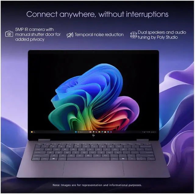 Alt view image 2 of 7 - HP OmniBook X Flip 2-in-1 Copilot+ Laptop, AMD Ryzen AI 7-350, 24 GB LDDR5X RAM, 2 TB PCIe SSD, 14" 2K (1920x1200)Touchscreen, AMD Radeon 860M, Backlit Keyboard, W11 Pro, Meteor Silver+Traix MousePad