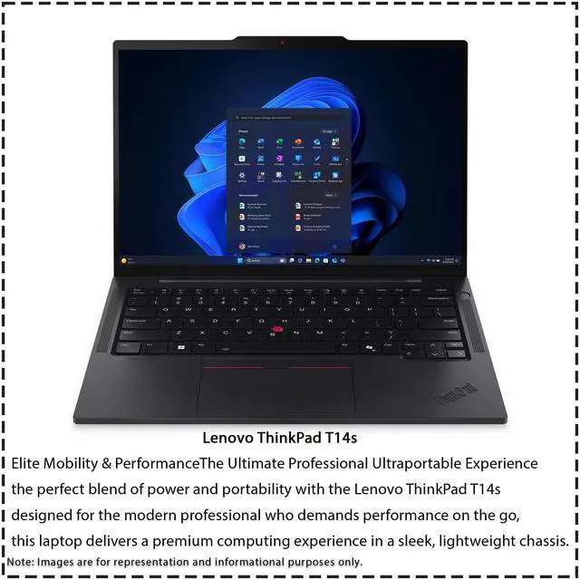 Alt view image 2 of 7 - Lenovo ThinkPad T14s Gen 6 Laptop, Intel Ultra 7-255U, 16 GB LPDDR5x RAM, 2 TB PCIe SSD, 14" WUXGA (1920x1200) IPS Display, Integrated Intel Graphics, Backlit Keyboard, W11 Pro, Black
