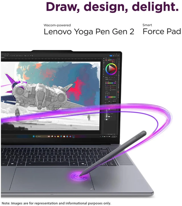 Alt view image 4 of 7 - Lenovo Pro 9i Aura Edition Laptop, Intel Ultra 9-386H, 32 GB LPDDR5x RAM, 2 TB PCIe SSD, 16" (2880x1800) Multi-Touch, Nvidia G-Force RTX 5060, Backlit Keyboard, W11 Pro, Thunder Grey+Traix Mousepad