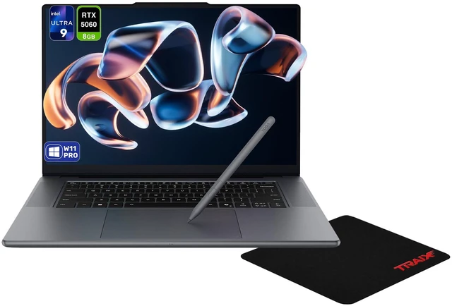 Main image of Lenovo Pro 9i Aura Edition Laptop, Intel Ultra 9-386H, 32 GB LPDDR5x RAM, 2 TB PCIe SSD, 16" (2880x1800) Multi-Touch, Nvidia G-Force RTX 5060, Backlit Keyboard, W11 Pro, Thunder Grey+Traix Mousepad