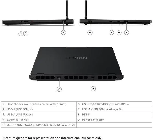 Alt view image 4 of 7 - Lenovo Legion 5i Gaming Laptop, Intel Ultra 7-255HX, 16 GB DDR5 RAM, 2 TB PCIe SSD, 15.1" WQXGA (2560x1600) Display, Nvidia G-Force RTX 5060, RGB Keyboard, W11 Home, Eclipse Black+Traix Mousepad