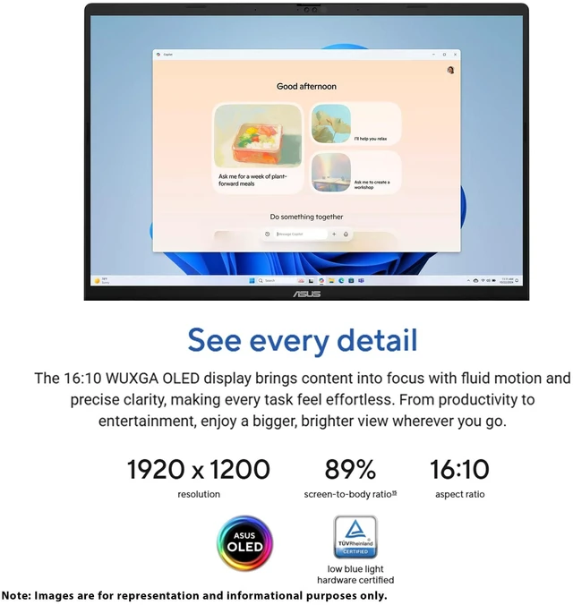 Alt view image 2 of 7 - Asus Vivobook S16 Laptop, AMD Ryzen AI 9 - 465, 32 GB DDR5 RAM, 1 TB PCIe SSD, 16" WUXGA (1920x1200) Touchscreen, AMD Radeon Graphics, Backlit Keyboard, W11 Pro, Cool Silver+Traix MousePad