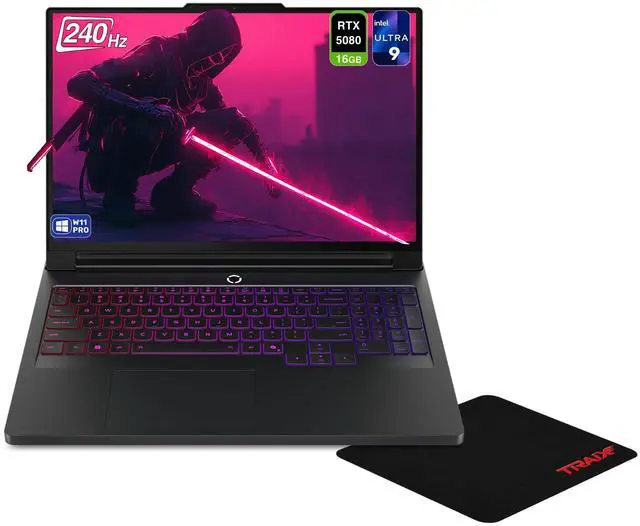 Main image of Lenovo Legion Pro 7i Gaming Laptop, Intel Ultra 9-275HX, 32 GB DDR5 RAM, 2 TB PCIe SSD, 16" WQXGA (2560x1600), Nvidia G-Force RTX 5080, RGB Backlit Keyboard, W11 Pro, Eclipse Black + Traix Mousepad