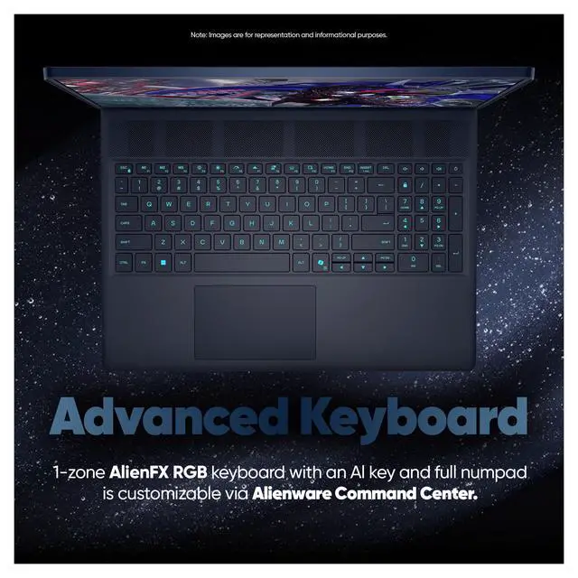 Alt view image 5 of 7 - Alienware 16X Aurora Gaming Laptop, Intel Ultra 9 275HX, 96 GB DDR5 RAM, 2 TB PCIe SSD, 16" 2.5K (2560x1600) 240Hz, NVIDIA G-Force RTX 5070, Backlit Keyboard, W11 Pro, Indigo + Traix MousePad