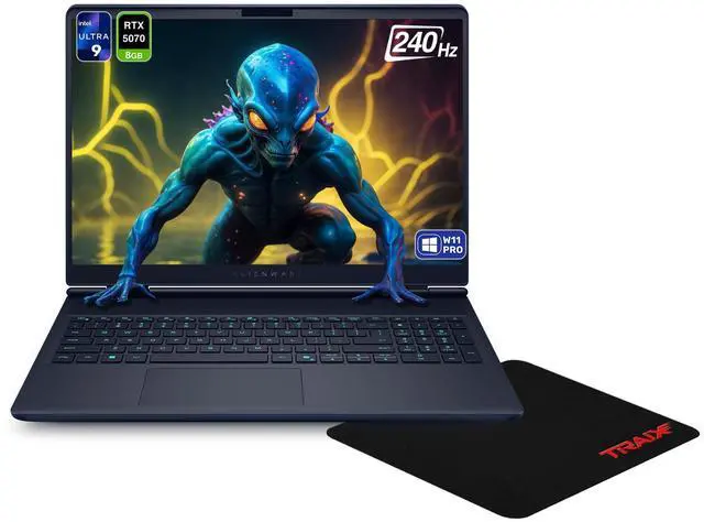 Main image of Alienware 16X Aurora Gaming Laptop, Intel Ultra 9 275HX, 96 GB DDR5 RAM, 2 TB PCIe SSD, 16" 2.5K (2560x1600) 240Hz, NVIDIA G-Force RTX 5070, Backlit Keyboard, W11 Pro, Indigo + Traix MousePad