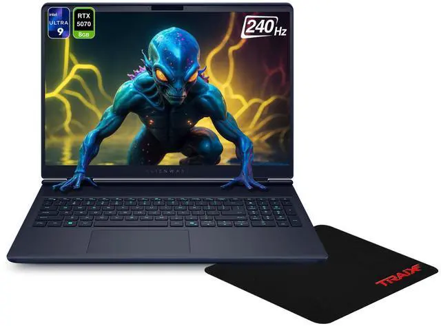 Main image of Alienware 16X Aurora Gaming Laptop, Intel Ultra 9 275HX, 96 GB DDR5 RAM, 4 TB PCIe SSD, 16" 2.5K (2560x1600) 240Hz, NVIDIA G-Force RTX 5070, Backlit Keyboard, W11 Home, Indigo + Traix MousePad