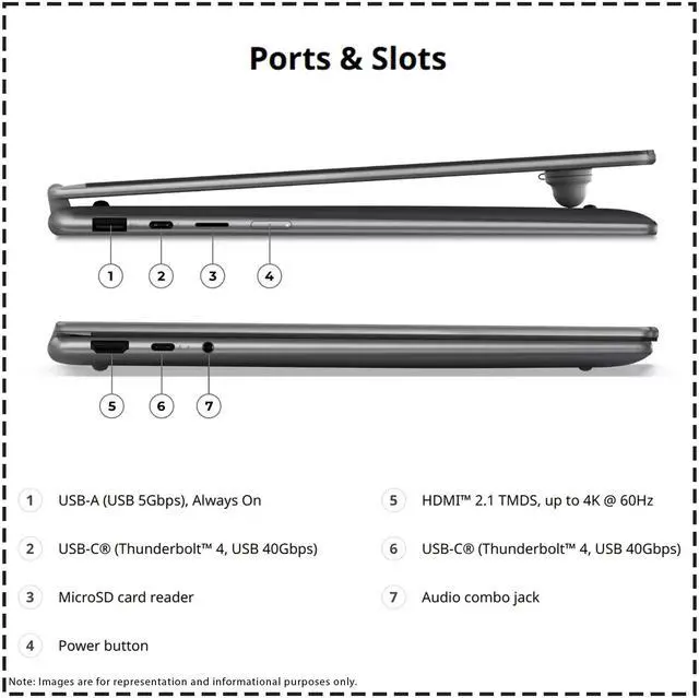 Alt view image 4 of 14 - Lenovo Yoga 7i 2in1 Aura Edition Laptop, Intel Ultra 7 355, 24 GB LPDDR5x RAM, 1 TB PCIe SSD, 16" WUXGA(1920x1200) Touchscreen, Integrated Graphics, Backlit Keyboard, W11 Pro, LunaGrey +Traix Mousepad