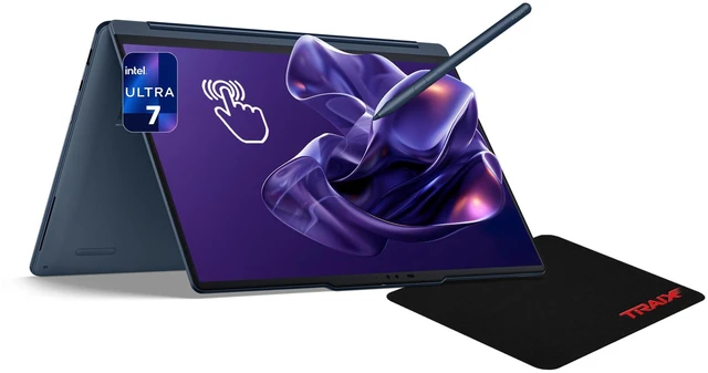 Main image of Lenovo Yoga 9i 2-in-1 Aura Edition Laptop, Intel Ultra 7-355, 32 GB LPDDR5x RAM, 1 TB PCIe SSD, 14" 3K (2880X1800) Touchscreen, Intel Graphics, Backlit Keyboard, W11 Home, Cosmic Blue+Traix Mousepad