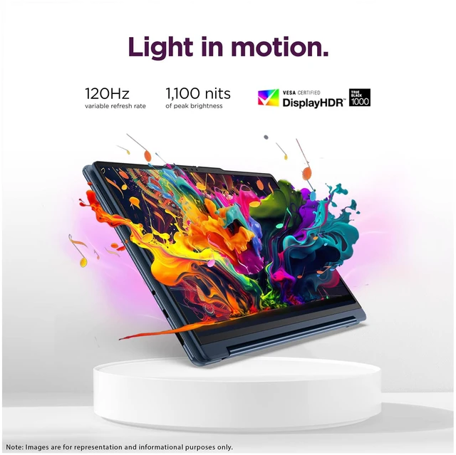 Alt view image 4 of 7 - Lenovo Yoga 9i 2-in-1 Aura Edition Laptop, Intel Ultra 7-355, 32 GB LPDDR5x RAM, 1 TB PCIe SSD, 14" 3K (2880X1800) Touchscreen, Intel Graphics, Backlit Keyboard, W11 Home, Cosmic Blue+Traix Mousepad