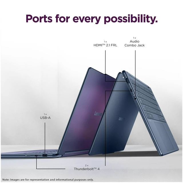 Alt view image 5 of 7 - Lenovo Yoga 9i 2-in-1 Aura Edition Laptop, Intel Ultra 7-355, 32 GB LPDDR5x RAM, 1 TB PCIe SSD, 14" 3K (2880X1800) Touchscreen, Intel Graphics, Backlit Keyboard, W11 Home, Cosmic Blue+Traix Mousepad