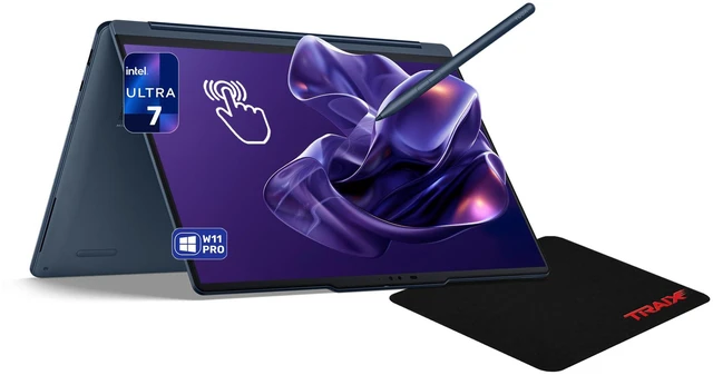 Main image of Lenovo Yoga 9i 2-in-1 Aura Edition Laptop, Intel Ultra 7-355, 32 GB LPDDR5x RAM, 1 TB PCIe SSD, 14" 3K (2880X1800) Touchscreen, Intel Graphics, Backlit Keyboard, W11 Pro, Cosmic Blue+Traix Mousepad