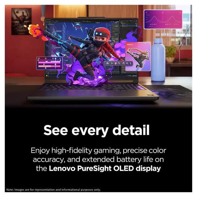 Alt view image 2 of 7 - Lenovo Legion 5 Gaming Laptop, AMD Ryzen 7-250, 64 GB DDR5 RAM, 1 TB PCIe SSD, 15.3" WQXGA (2560X1600) 165Hz Display, Nvidia G-Force RTX 5060, 1-Zone RGB Backlit, W11 Pro, Eclipse Black + Traix Mouse