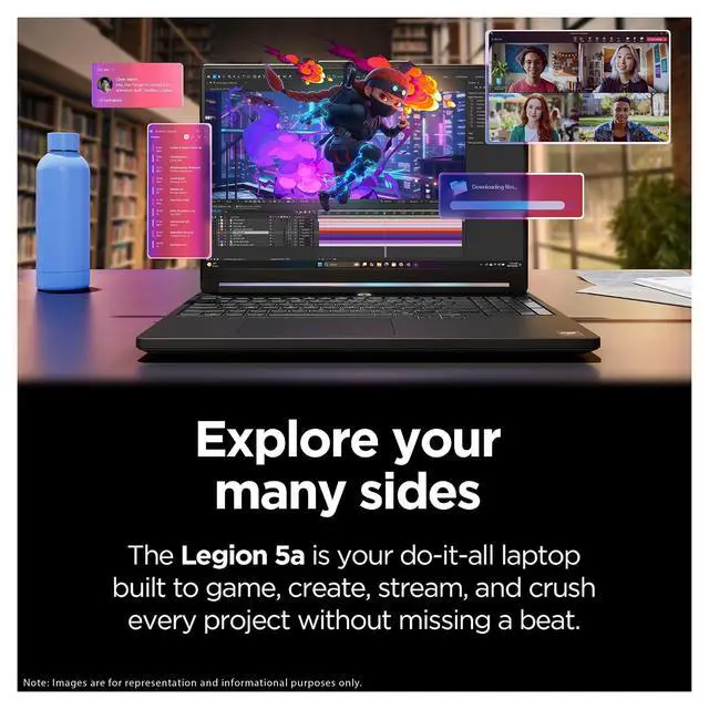 Alt view image 5 of 7 - Lenovo Legion 5 Gaming Laptop, AMD Ryzen 7-250, 64 GB DDR5 RAM, 1 TB PCIe SSD, 15.3" WQXGA (2560X1600) 165Hz Display, Nvidia G-Force RTX 5060, 1-Zone RGB Backlit, W11 Pro, Eclipse Black + Traix Mouse