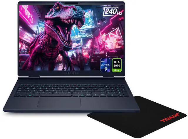 Main image of Alienware 16X Aurora Gaming Laptop, Intel Ultra 9 290HX, 64 GB DDR5 RAM, 4 TB PCIe SSD, 16" 3K (2560x1600) 240Hz, NVIDIA G-Force RTX 5070, Backlit Keyboard, W11 Home, Blue + Traix MousePad
