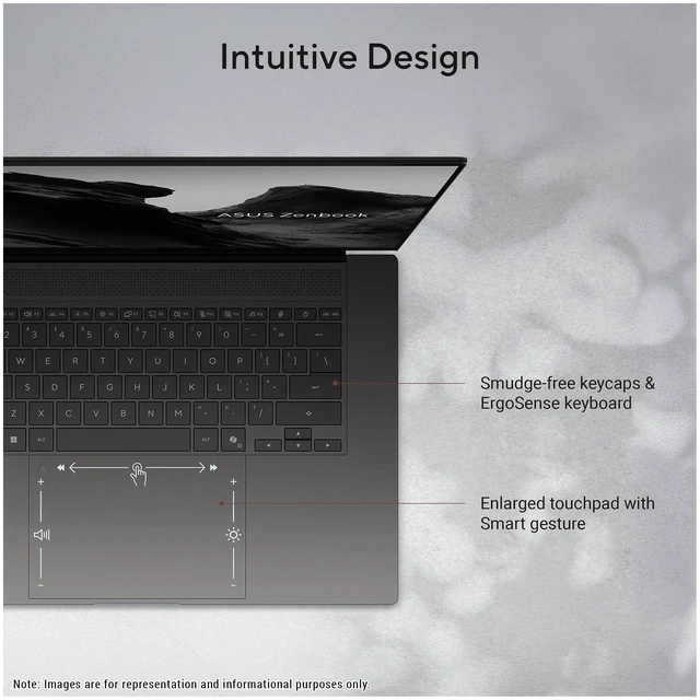 Alt view image 2 of 7 - Asus Zenbook S16 Copilot+ Laptop, AMD Ryzen AI 9-465, 32 GB LPDDR5x RAM, 1 TB PCIe SSD, 16" 3K (2880x1800) Touchscreen, AMD Radeon Graphics, Backlit Keyboard, W11 Home, Antrim Gray+ Traix MousePad