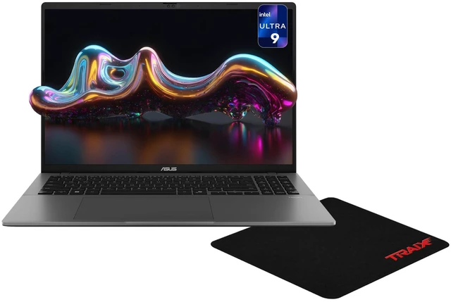 Main image of Asus Vivobook S16 Laptop, Intel Ultra 9-386H, 48 GB DDR5 RAM, 4 TB PCIe SSD, 16" WUXGA (1920x1200) 16:10 OLED 60Hz Display, Intel Graphics, Backlit Keyboard, W11 Pro, Matte Gray + Traix MousePad