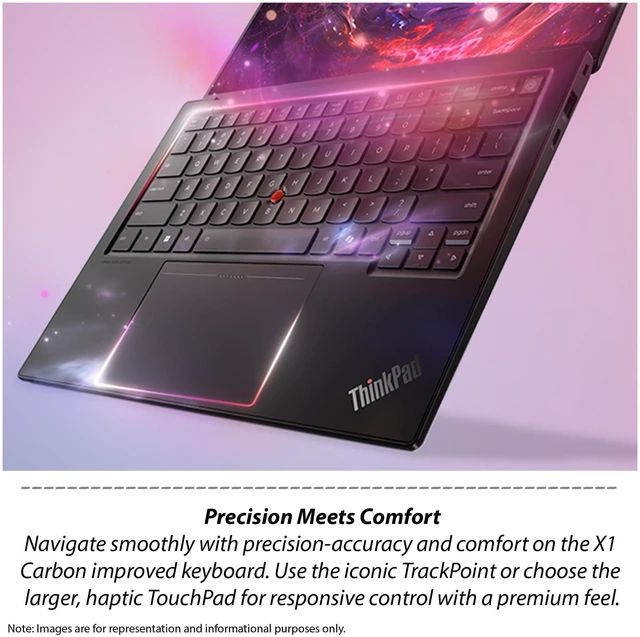 Alt view image 4 of 7 - Lenovo ThinkPad X1 Carbon Gen 14 Aura Edition Laptop, Intel Ultra 5-335H, 32 GB LPDDR5X RAM, 2 TB PCIe SSD, 14" 2.8K (2880x1800)OLED, Intel Graphics, Backlit Keyboard, W11 Pro, Black+Traix MousePad
