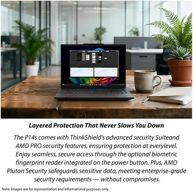 Alt view image 10 of 14 - Lenovo ThinkPad P14s Gen 7 AMD Laptop, 14" IPS Low Power,Ryzen AI 7 PRO 450,32GB, AMD Radeon 860M, 1TB SSD,Win 11 Pro