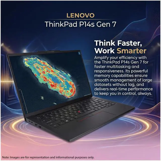 Alt view image 12 of 14 - Lenovo ThinkPad P14s Gen 7 AMD Laptop, 14" IPS Low Power,Ryzen AI 7 PRO 450,32GB, AMD Radeon 860M, 1TB SSD,Win 11 Pro