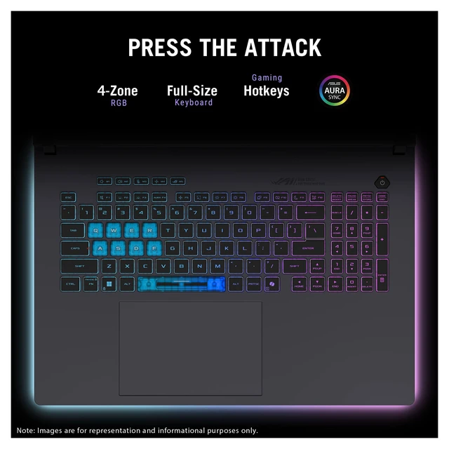 Alt view image 3 of 7 - Asus ROG Strix G18 Gaming Laptop, Intel Ultra 9-290HX PLUS, 64 GB DDR5 RAM, (4 TB+4 TB) PCIe SSD, 18" 2.5K(2560x1600)300Hz, Nvidia G-Force RTX 5060, 4-Zone RGB Keyboard, W11 Home, Gray+Traix MousePad