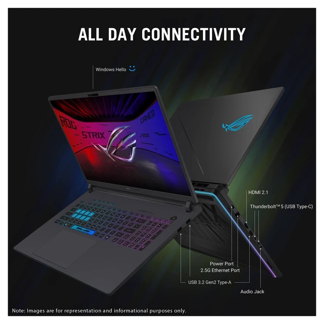 Alt view image 4 of 7 - Asus ROG Strix G18 Gaming Laptop, Intel Ultra 9-290HX PLUS, 64 GB DDR5 RAM, (4 TB+4 TB) PCIe SSD, 18" 2.5K(2560x1600)300Hz, Nvidia G-Force RTX 5060, 4-Zone RGB Keyboard, W11 Home, Gray+Traix MousePad