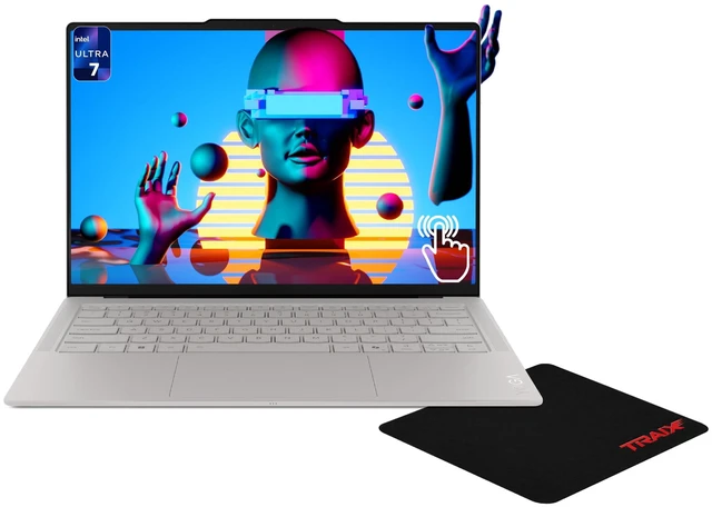 Main image of Lenovo Yoga Slim 7i Ultra Aura Edition Laptop, Intel Ultra 7-355, 32 GB LPDDR5X RAM, 1 TB PCIe SSD, 14" 3K (2880x1800) Touchscreen, Intel Graphics, Backlit Keyboard, W11 Pro, Seashell+Traix Mousepad