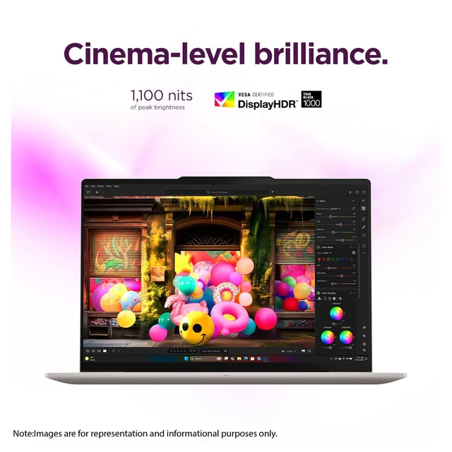 Alt view image 2 of 7 - Lenovo Yoga Slim 7i Ultra Aura Edition Laptop, Intel Ultra 7-355, 32 GB LPDDR5X RAM, 1 TB PCIe SSD, 14" 3K (2880x1800) Touchscreen, Intel Graphics, Backlit Keyboard, W11 Pro, Seashell+Traix Mousepad