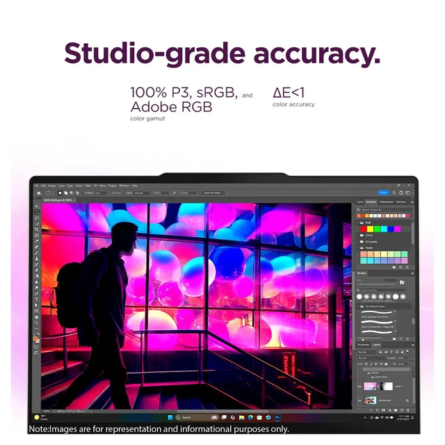 Alt view image 3 of 7 - Lenovo Yoga Slim 7i Ultra Aura Edition Laptop, Intel Ultra 7-355, 32 GB LPDDR5X RAM, 1 TB PCIe SSD, 14" 3K (2880x1800) Touchscreen, Intel Graphics, Backlit Keyboard, W11 Pro, Seashell+Traix Mousepad