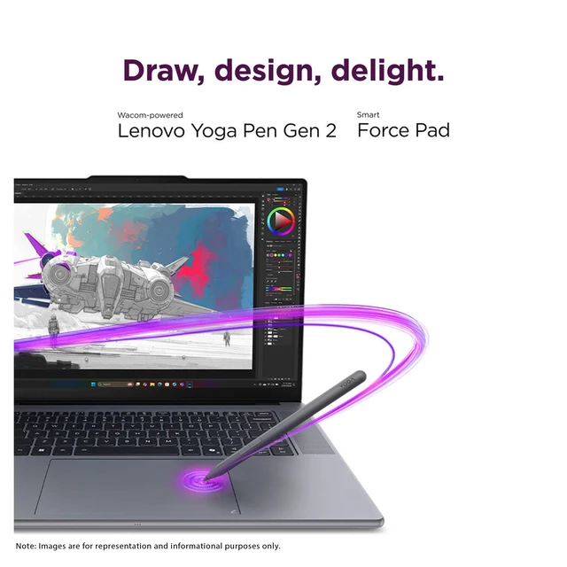 Alt view image 3 of 7 - Lenovo Pro 9i Laptop, Intel Ultra 9-386H, 32 GB LPDDR5X RAM, 2 TB PCIe SSD, 16" 3.2K (2560x1660) Touchscreen, Nvidia G-Force RTX 5060, Backlit Keyboard, W11 Home, Gray, Pen Gen 2+Traix MousePad