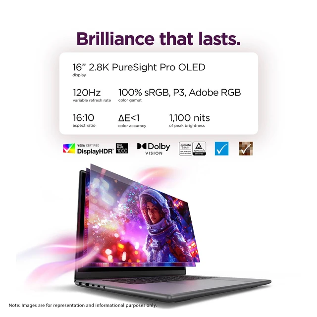Alt view image 4 of 7 - Lenovo Pro 9i Laptop, Intel Ultra 9-386H, 32 GB LPDDR5X RAM, 2 TB PCIe SSD, 16" 3.2K (2560x1660) Touchscreen, Nvidia G-Force RTX 5060, Backlit Keyboard, W11 Home, Gray, Pen Gen 2+Traix MousePad