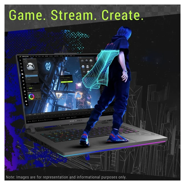 Alt view image 2 of 7 - Asus ROG Strix G16 Gaming Laptop, AMD Ryzen 9 9955HX, 16 GB DDR5 RAM, 2 TB PCIe SSD, 16" 2.5K (2560x1600) 300Hz, NVIDIA G-Force RTX 5070, Backlit Keyboard, W11 Home, Eclipse Gray + Traix MousePad