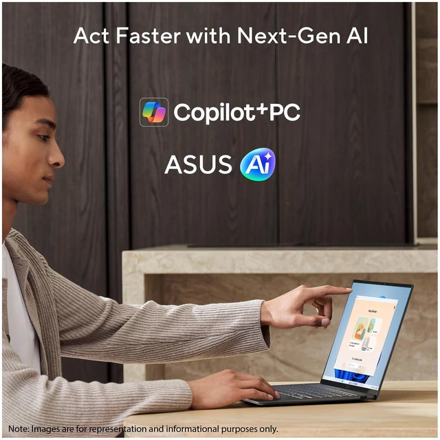 Alt view image 4 of 7 - Asus Zenbook S14 Laptop, Intel Ultra 7-356H, 32 GB LPDDR5X RAM, 2 TB PCIe SSD, 14" WQXGA+ (2880x1800) 120Hz OLED Touchscreen, Intel Graphics, Backlit Keyboard, W11 Pro, Antrim Grey + Traix MousePad