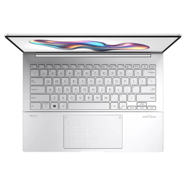 Alt view image 6 of 7 - Asus Zenbook 14 Laptop, Intel Ultra 9-285H, 32 GB LPDDR5X RAM, 1 TB PCIe SSD, 14" 3K (2880x1800) 120Hz Touchsreen, Intel Arc Graphics, Backlit Keyboard, W11 Home, Foggy Silver + Traix MousePad