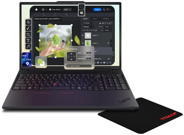 Main image of Lenovo ThinkPad P16v Mobile Workstation, Intel Ultra 9-285H, 96 GB DDR5 RAM, (2 TB+4 TB) PCIe SSD, 16" WUXGA(1920x1200), Nvidia RTX PRO 1000 Blackwell, Backlit Keyboard, W11 Pro, Black+Traix Mousepad