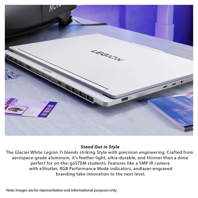 Alt view image 2 of 7 - Lenovo Legion 7i Gaming Laptop, Intel Ultra 7-255HX, 16 GB DDR5 RAM, 1 TB PCIe SSD, 16" WQXGA (2560x1600) 165Hz OLED, Nvidia G-Force RTX 5060, RGB Backlit Keyboard, W11 Home, White