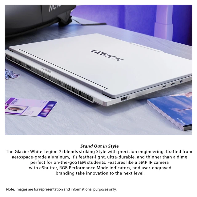 Alt view image 2 of 7 - Lenovo Legion 7i Gaming Laptop, Intel Ultra 7-255HX, 32 GB DDR5 RAM, 1 TB PCIe SSD, 16" WQXGA (2560x1600) 165Hz OLED, Nvidia G-Force RTX 5060, RGB Backlit Keyboard, W11 Pro, White + Traix MousePad