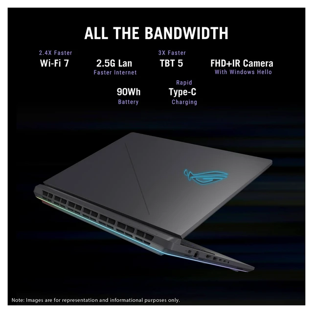 Alt view image 6 of 7 - Asus ROG Strix G18 Gaming Laptop, Intel Ultra 9-290HX PLUS, 64 GB DDR5 RAM, 1 TB PCIe SSD, 18" 2.5K (2560x1600) 300Hz, Nvidia G-Force RTX 5060, 4-Zone RGB Keyboard, W11 Home, Gray+Traix MousePad