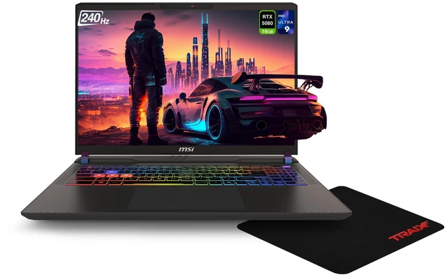 Main image of MSI Vector 16 HX Gaming Laptop, Intel Ultra 9 275HX, 32 GB DDR5 RAM, 1 TB PCle SSD, 16" QHD+ (2560x1600) 240Hz, Nvidia G-Force RTX 5080, RGB Backlit Keyboard, W11 Home, Cosmos Gray + Traix MousePad