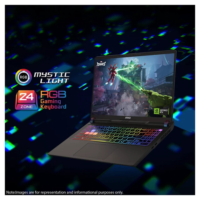 Alt view image 2 of 7 - MSI Vector 16 HX Gaming Laptop, Intel Ultra 9 275HX, 32 GB DDR5 RAM, 1 TB PCle SSD, 16" QHD+ (2560x1600) 240Hz, Nvidia G-Force RTX 5080, RGB Backlit Keyboard, W11 Home, Cosmos Gray + Traix MousePad