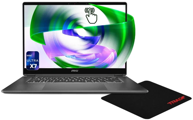 Main image of msi Prestige 16 AI+ Copilot+ Laptop, Intel Ultra X7-358H, 32 GB LPDDR5x RAM, 2 TB PCIe SSD, 16" 2.8K (2880x1800) Touchscreen, Intel Arc B390, Backlit Keyboard, W11 Home, Platinum Gray, Traix Mousepad