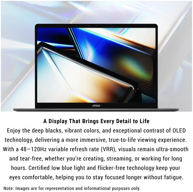 Alt view image 3 of 7 - msi Prestige 16 AI+ Copilot+ Laptop, Intel Ultra X7-358H, 32 GB LPDDR5x RAM, 2 TB PCIe SSD, 16" 2.8K (2880x1800) Touchscreen, Intel Arc B390, Backlit Keyboard, W11 Home, Platinum Gray, Traix Mousepad