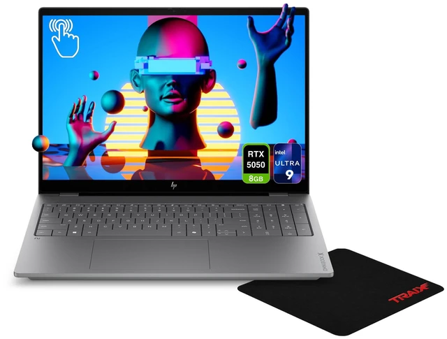 Main image of HP OmniBook X Gaming Laptop, Intel Core Ultra 9 - 386H, 48 GB DDR5 RAM, 2 TB PCIe SSD, 16" 2K (2048x1280) 120Hz Touchscreen, NVIDIA G-Force RTX 5050, Backlit Keyboard, W11 Home, Silver+Traix MousePad