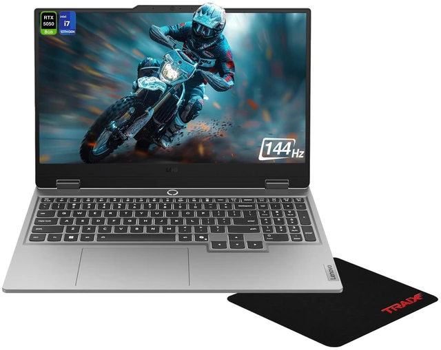 Main image of Lenovo LOQ Gaming Laptop, Intel i7-13650HX, 32 GB DDR5 RAM, 2 TB PCIe SSD, 15.6" FHD (1920x1080) 144Hz, Nvidia GeForce RTX 5050, White Backlit Keyboard, W11 Pro, Lune Grey + Traix MousePad